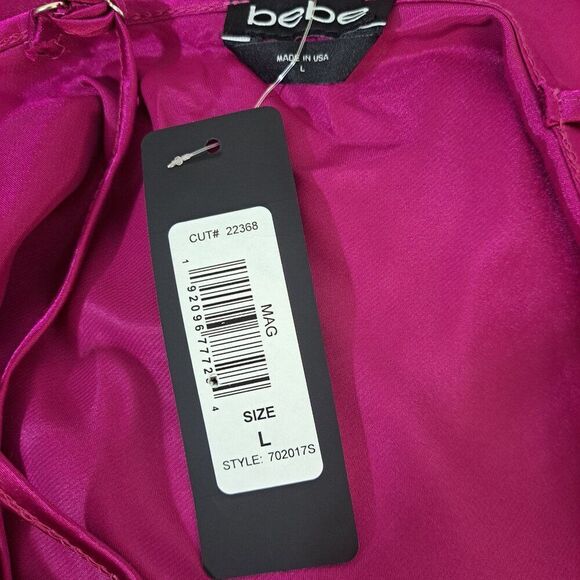 Bebe Women's Y2K Made In USA Fuchsia Cowl Neck Spaghetti Straps Slip Dress Large - Picture 8 of 8